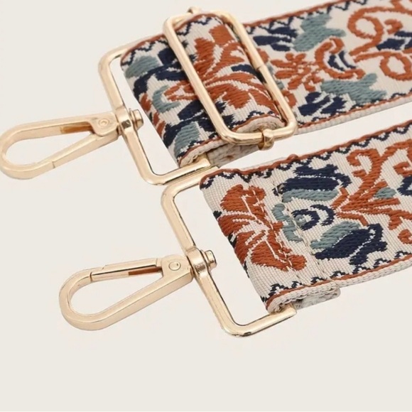 Purse Strap Multicolor Embroidered with gold accents! NWT - Picture 2 of 3